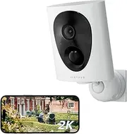 virtavo 2K Security Camera Outdoor Wireless WiFi, 2K Night Vision QHD, Outdoor/Indoor Camera, Rechargeable Battery for Home Surveillance,PIR Motion Detection,Siren Alarm,2-Way Audio, Cloud/SD