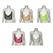 Women Rhinestones Fishnet Crop Top Sexy Backless Body Chain for Nightclub