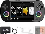 RG40XX H Retro Handheld Game Console with RGB Colorful Joystick Lighting, 4" IPS Screen Linux System Built in 64G SD & 5500+ Games, Support WiFi Bluetooth HD and TV Output (Black, 64G)