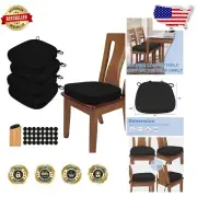 U-Shape High-Density Foam Chair Pads Set of 4 - Slip-Resistant Linen Cushions