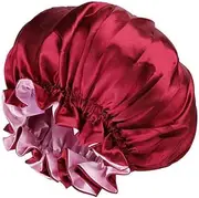 AIMALL Women's Sleep Cap Elastic Satin Bonnet Wide Band Curly Hair Pure Sleeping Hat - Elastic Wide Band, Comfortable for Curly Hair, Dual-Color, Breathable Night Hat for Hair Care