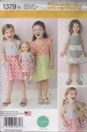 1379 SIMPLICITY CHILD'S DRESS & DRESS FOR 18" DOLL SZ 3-8