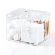 Clear cotton ball and swab holder organizer with lid Bathroom Qtips Storage C...