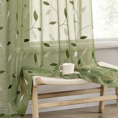 MIULEE Sage Green Sheer 52"W x 96"L (Pack of 2),