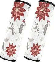 Car Seat Belt Pads 2 Piecing Soft Unique Car Seatbelt Shoulder Cover Camera Bag Strap Cover Car Accessories for Adults Child Kids M Christmas Poinsettia