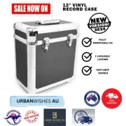 Vinyl Record Case Black 12? Lockable Heavy Duty Lid Carry Storage Holds 80 LPs