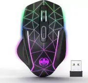 Wireless Gaming Mouse, Mouse Jiggler for Laptop, Rechargeable 2.4G USB Black