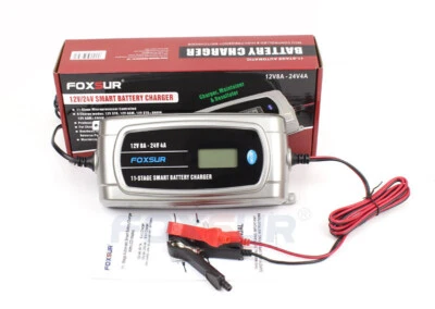 12V 24V Car Battery Charger, EFB GEL WET AGM Battery Charger with LCD Display