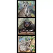 Patchwork Quilting Sewing Fabric Kangaroo Devil Koala Panel 40x110cm