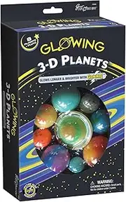 University Games Great Explorations Glowing 3D Planets Set – 8 Glow-in-The-Dark Planets, Pluto, Adhesive Putty & String – Easy Wall Removal, Lifetime Glow Guarantee, STEM Science Kit