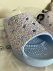 Crocs CLASSIC PLATFORM GLITTER SLIDE Blue Calcite US Size W9/M7 25cm~ *RARE*