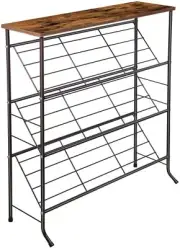 4-Tier Shoe Rack, Wood Top Shelf, Metal Sloped Shelves, Space-saving Shoe Shelf