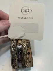 CATO NEW! Stretch Bracelet Gold Tone And Brown 5 Connected Bands