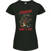 Jurassic Rawr n Roll T-Rex Dinosaur Guitar Rock Womens Petite Cut T-Shirt