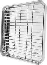 GREENADSCAPE 2Pieces Stainless Steel Baking Tray Set with Removable Cooling Rack Rectangular Baking Pan Sheet for Roasting and Baking Heavy Duty and Bakeware