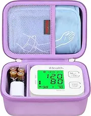 Carrying Case for iHealth Track Smart Upper Arm Blood Pressure Monitor, Wireless Bluetooth Blood Pressure Monitor Travel Protective Bag Storage Holder, Mesh Pocket fits Range Cuff, Purple