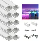 Muzata 10PACK 3.3FT/1M LED Channel 10*3.3ft, Silver with White Cover