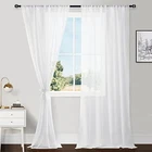 Sheer Curtains for Bedroom with Tiebacks, 52"W x 120"L (Pack of 2) Off White