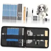 Pieces Pro Drawing Kit Sketching Pencils Set,Portable Zippered Travel Case 33