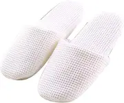 Set of 5 Disposable Closed Toe Slippers One Size Non-Skid Slippers [White]