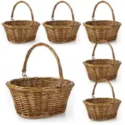 Barydat 6 Pcs Small Wicker Picnic Basket with Handle Flower Girl Baskets Oval...