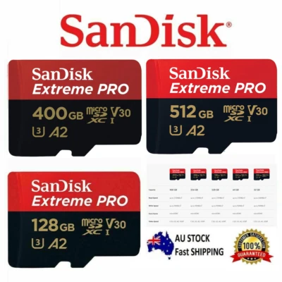 Micro SD Extreme Pro SanDisk 128GB 400GB 512GB Memory Card 4K UHD A1 A2 170Mb/s