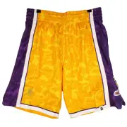 BAPE LA Lakers Mitchell & Ness NBA L Large Jersey Shorts Yellow Purple NWT