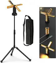 iodoo 13200mAh Rechargeable Solar Work Light with Folding Stand Support and Portable Carrying Bag, 8000 Lumen Stepless Dimmable, 4 Lighting Modes, White/Warm/Warm White (Standard)