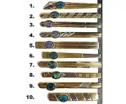 04214.0 - One Two Tone Coloured Tiebar Set with One 8 x 6 mm Oval Cut Opal