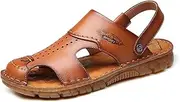 [CLSQLXYJZC] Mens Closed Toe Outdoor Beach Sandal, Summer with Two Adjustable Straps Dual Purpose Sandals, Casual Breathable Anti-collision Toe Cap Leather Slippers