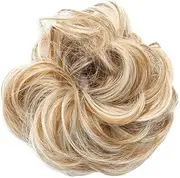 Synthetic Elastic Hair Scrunchie ， Chignons ，Fake Hair Bun Curly Clip in Hair Ponytails Extensions(Brown+bleach blonde)