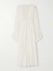 [LOVESHACKFANCY] LOVESHACKFANCY - Weil Pintucked Lace-trimmed Cotton Maxi Dress - White - US2 US 2 White