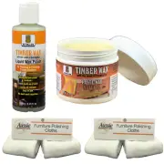 Inca Timberwax Furniture Polish Pack Paste Wax - Liquid Wax Natural & Cloths