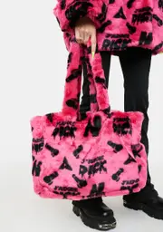 [Namilia] J'adore Dick Monogram Faux Fur Shopper Bag