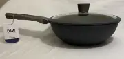 D&W Deane & White 12” Wok-Gray W/Lid & Long Handle Non-Stick NWT
