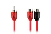 T-Spec Y Adapter 2 Female 1 Male Woven RCA Interconnect Cable Audio Wire