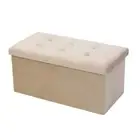 Box Sweden Cream Ottoman Storage Cube 76x36cm Faux Velvet Stool/Home Organiser