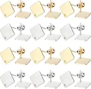 SUNNYCLUE 1 Box 40Pcs Earring Post with Hole 304 Stainless Steel Earring Posts Rhombus Stud Earring Hypoallergenic Geometric Earring Post for Jewellery Making Accessories DIY Dangle Earrings Supplies