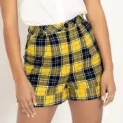 NEW Blackmilk Hufflepuff Tartan Woven Shorts Harry Potter Black Milk Punk Plaid