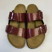 Birkenstock New w/ Box Arizona Magical Metallic Maroon Birko-Flor N Select Size