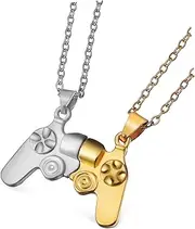 [Minkissy] Couple Necklace Necklaces Matching Necklace for Couples Friendship Necklace Charm Necklace Jewelry Necklace Gamer Necklace for Boys Necklace Chains Golden Alloy