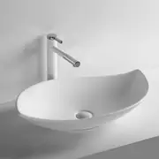 Ceramic Basin Leaf Shape Countertop Bathroom Sink Hand Wash Bowl Matte White