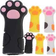 minkissy 6pcs Cat Paw Nail Art Tools Covers Manicure Cuticle Scissors Holders Safe Nipper Covers