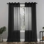 Emily Sheer Voile Grommet Curtain Panel, 59" x 84", Black