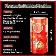 Fireworks Bubble Machine Automatic Bubble Blowing Toy Lights & Sound