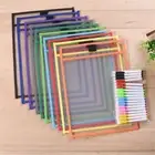 Reusable Dry Erase Brush Pen File Packet Art Learning Props Drawing Sketch Set