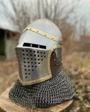 Halloween Medieval Combat Bascinet Helmet, Crusader Helmet, Elite Knight Helmet