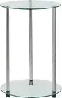 Mesa Auxiliar Lateral Redonda De Vidrio Cristal Para Sala 2 Niveles Modernas New