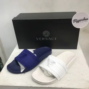 Versace 黑標 藍白兩色 立體女王頭 防水拖鞋 全新正品