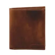Pierre Cardin Rustic Leather Tri-Fold Men's Wallet in Chestnut